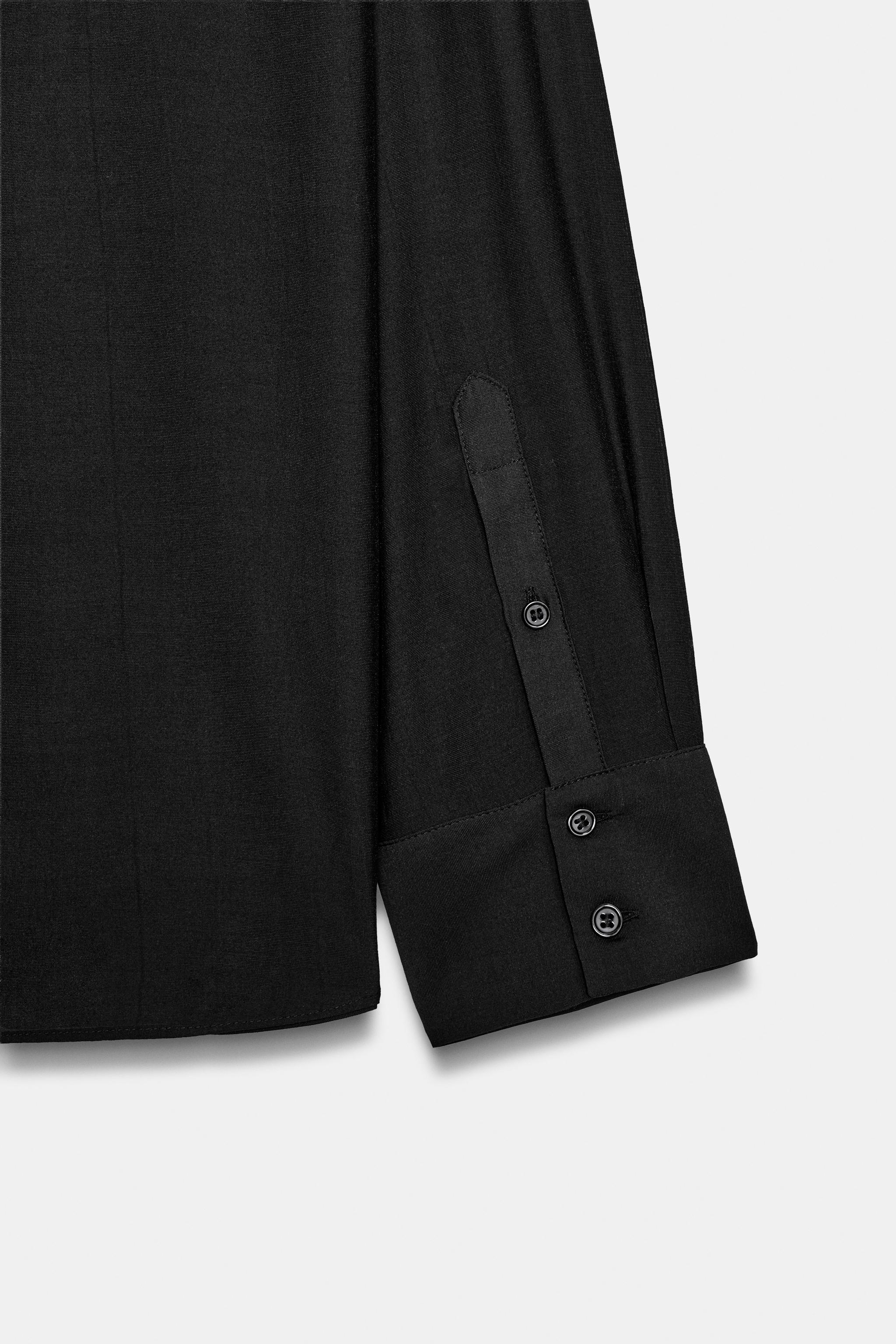 ZW COLLECTION SOLID BIB-FRONT SHIRT